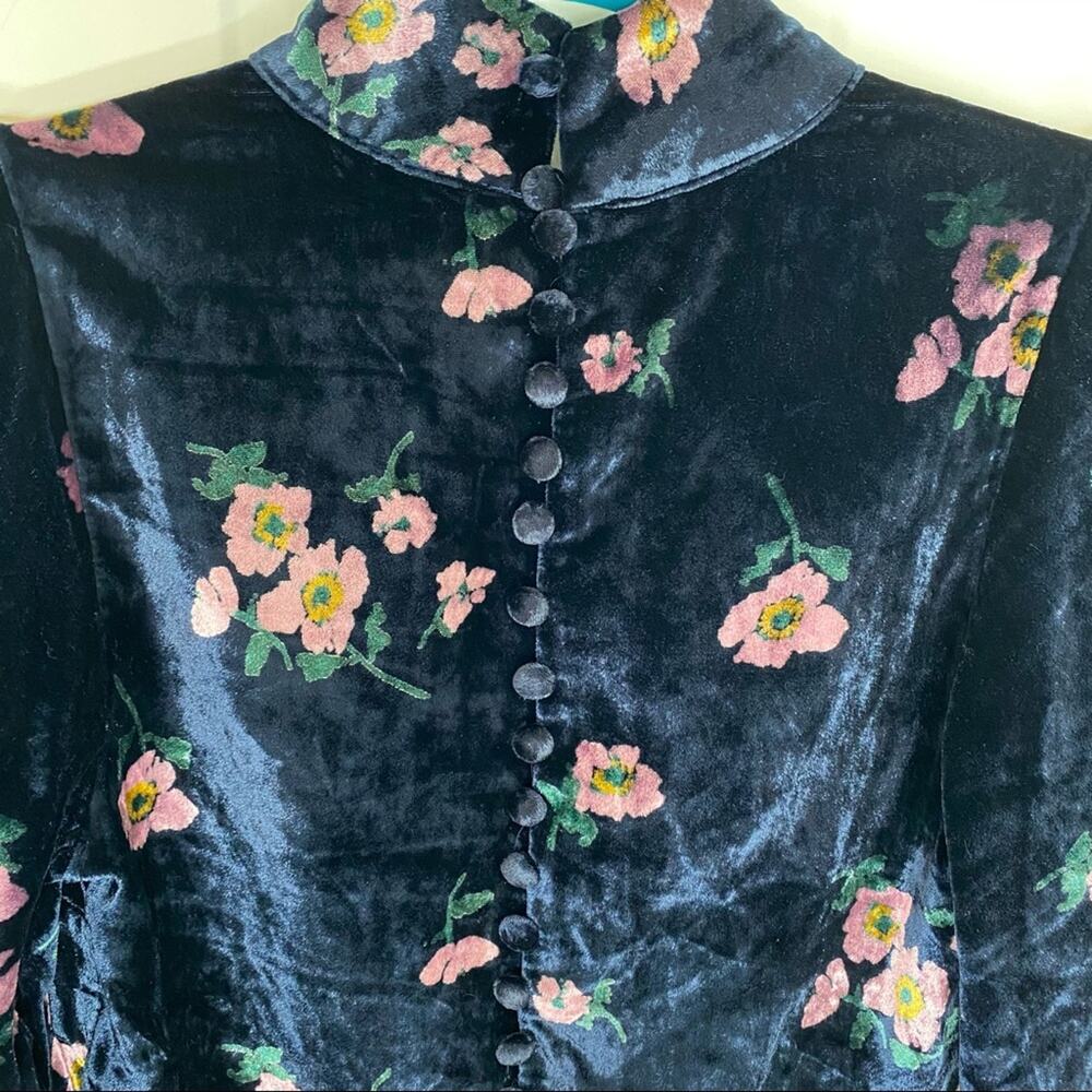FREE PEOPLE Womens Be My Baby Navy Blue Velvet Mini Button Back Dress Size 2/XS - Picture 12 of 15